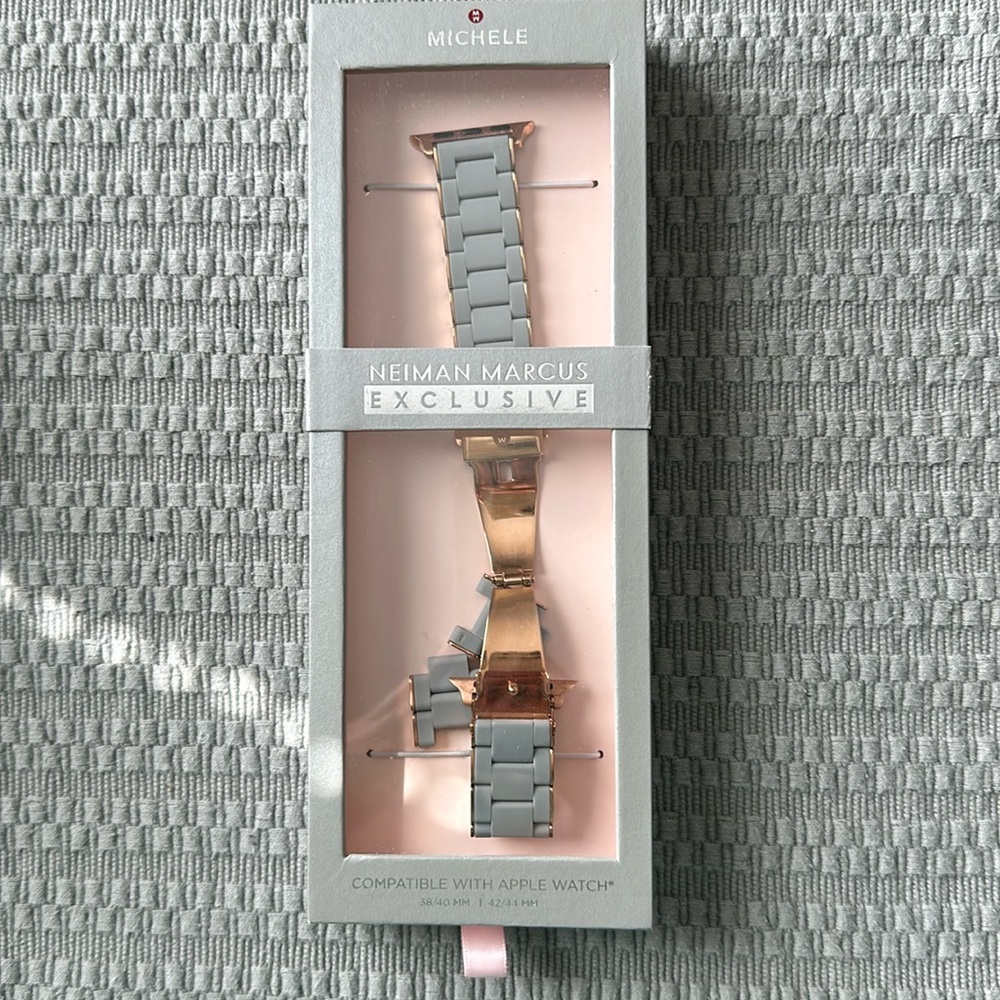 Michele gray & rose gold Apple Watch band